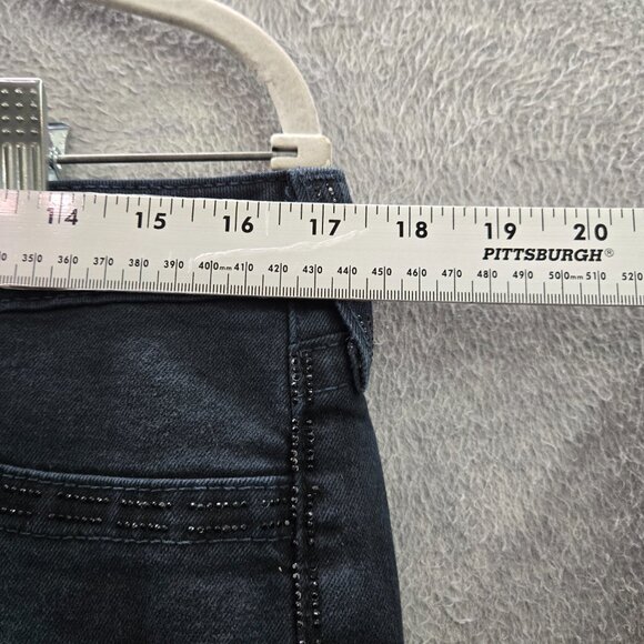 True Religion Women Jeans 32 Black Casey‎ Super Skinny Low Rise Studded Pockets - Picture 2 of 15